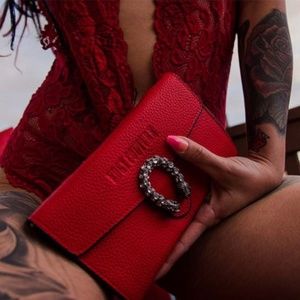 Genuine Red Leather Crossbody Bag By Edgy Couture